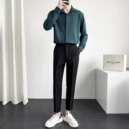 Модный комплект для отдыха, зеленая рубашка, в корейском стиле