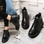 Sinh viên Harajuku mùa xuân và mùa thu nước Anh ống ngắn của phụ nữ khởi động retro vòng đầu bằng phẳng với Martin giày đen nhỏ boot trắng