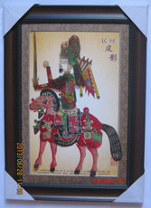 Театр теней 骑马刘备 带镜框皮影 陕西民间工艺品 旅游纪念品客厅装饰送老人