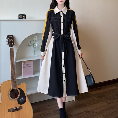 taobao agent Retro autumn design dress with sleeves, French retro style, plus size, trend of season, long sleeve