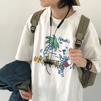Японская футболка для влюбленных подходит для мужчин и женщин для школьников, короткий рукав, свободный крой, ручная роспись