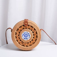 Синий и белый фарфоровый полый круговой сумка