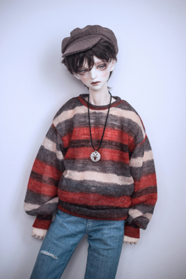 taobao agent ◆ Bears ◆ BJD baby clothing A299 brown rice red gray stripe knitted T -shirt 1/4 & 1/3 & uncle