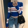 Áo len nữ mùa thu 2018 Mới tay dài mỏng Hàn Quốc Eo cao Eo ngắn Áo crop top Áo len đồ nữ đẹp