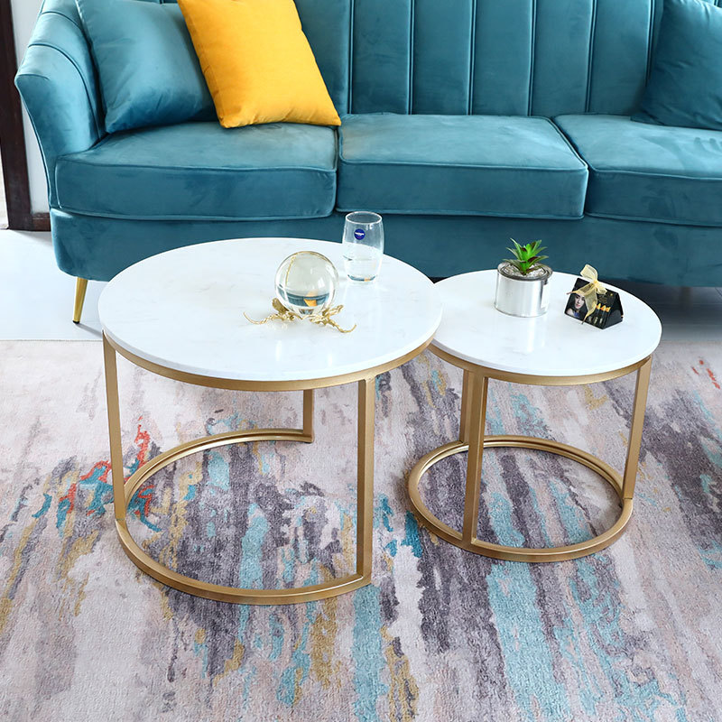 铁艺大理石茶几网红款in风格迷你简约北欧现代轻奢...