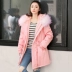 Chất liệu cotton nữ 2018 mới dài phiên bản Hàn Quốc của áo khoác ấm mùa đông cộng với bộ đồ cotton dày nhung nhỏ để khắc phục - Bông áo phao siêu nhẹ nữ dáng dài Bông