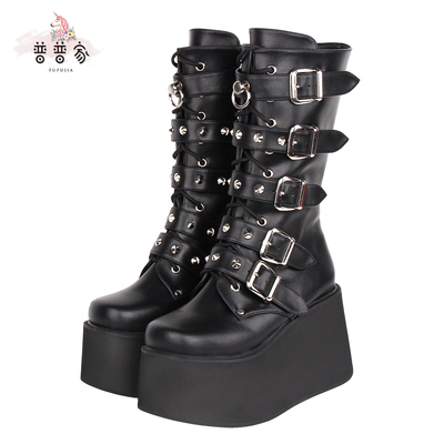 taobao agent High boots platform with zipper, 2022, autumn, Lolita style