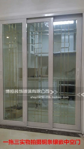 Профессиональная индивидуальная медная полоса Инкрустированная стеклянная дверь роскошная высокая перегородка