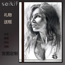 Контурный рисунок 新品手绘素描画像水彩铅人物人像肖像定制头像转真人照片手绘代画