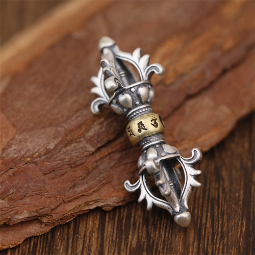 925 Стерлинговое серебро шесть -шестикратные мантра Ваджра назад Юнвен играет 108 бусин