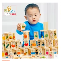 Quả bóng gỗ 100 mảnh quan hệ nhân vật chiếm ưu thế khối xây dựng kiến ​​thức bính âm của trẻ em đồ chơi domino xếp hình