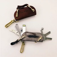 Thú vị độc đáo thủ công retro thắt lưng da túi chìa khóa đơn giản thực tế da sáng tạo đa chức năng thiết bị lưu trữ chìa khóa túi đựng chìa khóa