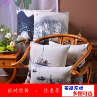 Trung Quốc mực phong cảnh sơn gối đệm sofa đệm phong cách Trung Quốc mới theo phong cách Trung Hoa phòng khách gối bìa mà không lõi - Trở lại đệm / Bolsters mền 2 trong 1