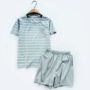 Bông vài bộ đồ ngủ nam giới và phụ nữ mùa hè cotton ngắn tay quần short lỏng phần mỏng dịch vụ nhà phù hợp với sọc đơn giản kiểu đồ bộ vải thun bông