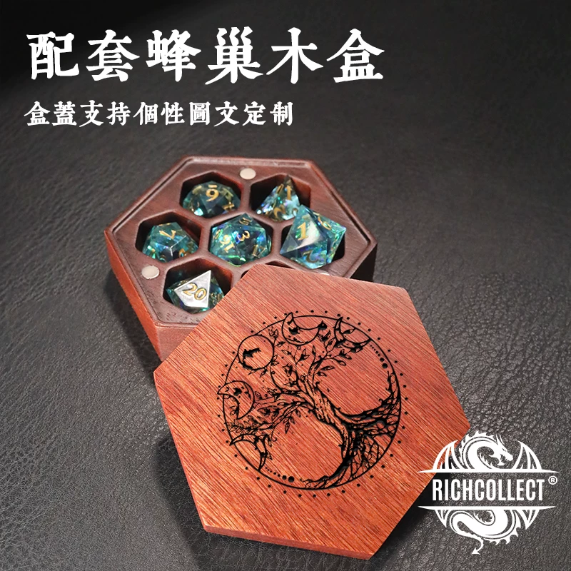 Светло-голубой набор игральных костяшек для бега (Running Troupe Dice Set) со смоляной доской для питья, Trimite и Dungeon DND COC