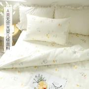 Đôi sợi hoạt hình thỏ con vịt nhỏ một mảnh cho một chiếc giường bông đáng yêu hoa Li áp dụng giường lanh - Khăn trải giường