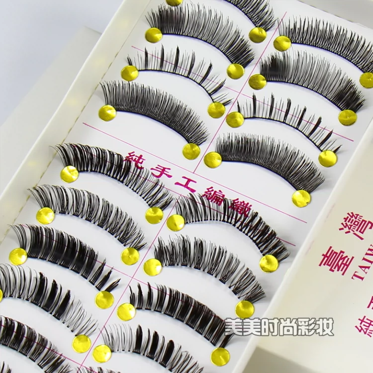 Bộ lông mi giả thủ công Đài Loan M12 dày tự nhiên lông mi trên gia đình chân dung trang điểm lông mi 10 cặp - Lông mi giả