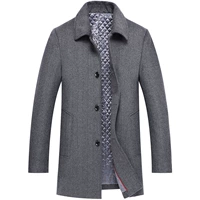 Áo len nam len gió mùa thu nam dày mùa đông cộng với cotton ở giữa áo khoác công sở trung niên áo gió 1 lớp cho nam