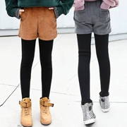 Quần bé gái mùa đông 2018 mới dày quần legging trẻ em giả váy hai dây quần nhung kẻ cộng với quần nhung cotton