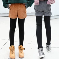 Quần bé gái mùa đông 2018 mới dày quần legging trẻ em giả váy hai dây quần nhung kẻ cộng với quần nhung cotton quần nỉ bé trai