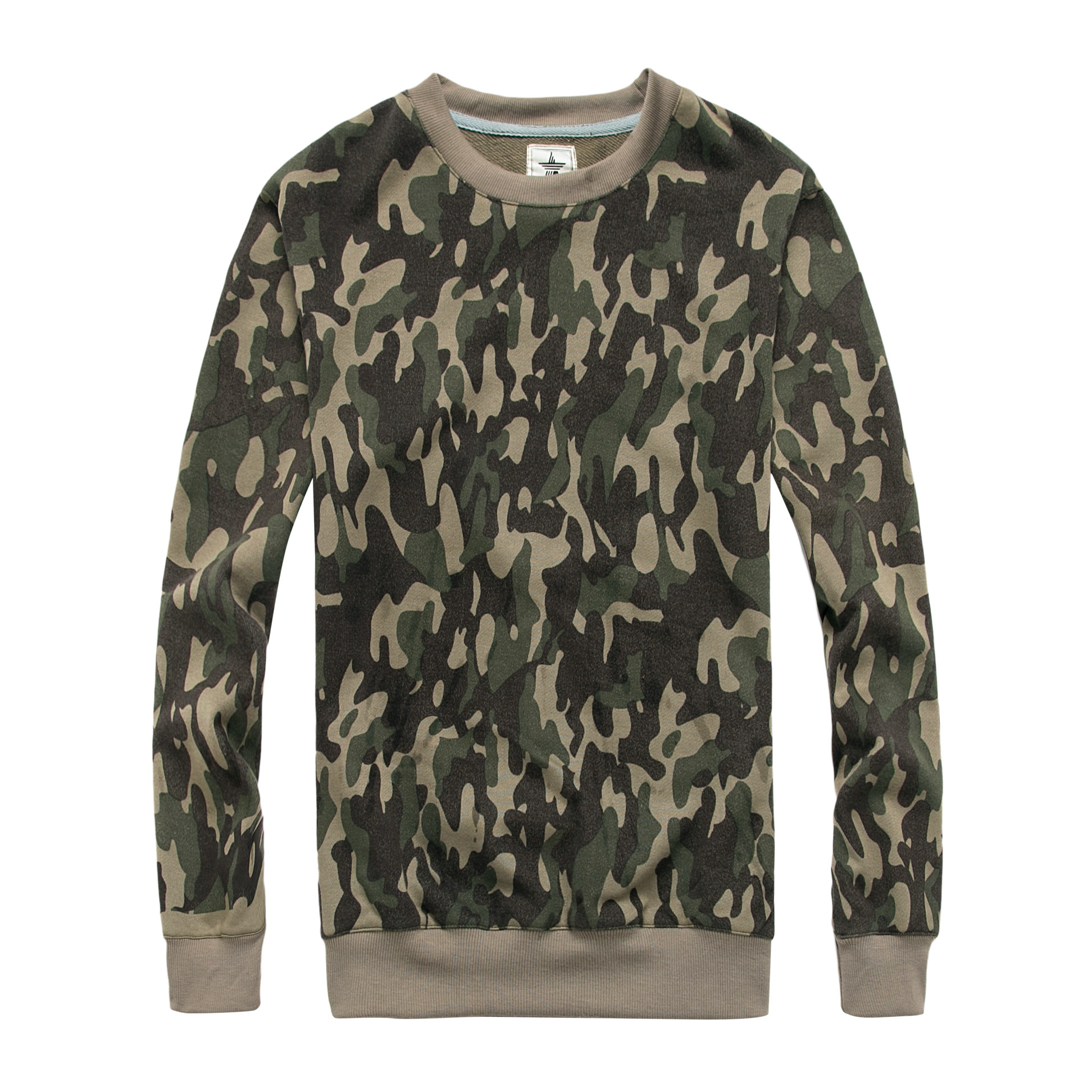 17欧美情侣装迷彩刺绣套头圆领卫衣男潮运动外套