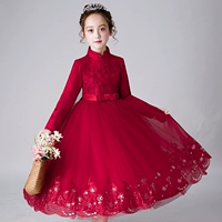 Наряд маленькой принцессы, длинная юбка, костюм, платье девочки цветочницы, красное цветное элитное вечернее платье, в западном стиле, благородный крой, из фатина