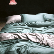 Màu rắn 80 hai mặt Tencel bốn mảnh quilt cover 1.8 2.0 m bộ đồ giường đôi mùa hè băng lụa sheets