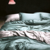 Màu rắn 80 hai mặt Tencel bốn mảnh quilt cover 1.8 2.0 m bộ đồ giường đôi mùa hè băng lụa sheets Bộ đồ giường bốn mảnh
