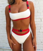 2018 mới đặc biệt chất liệu vải bikini màu rắn thông qua áo tắm liền màu châu Âu và các mẫu nổ của Mỹ khóa đồ bơi 76137 - Bikinis