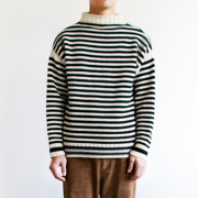 Guernsey Sweater sọc kem sọc len kết cấu Seafarer áo len