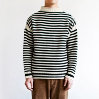 Guernsey Sweater sọc kem sọc len kết cấu Seafarer áo len quần áo nam