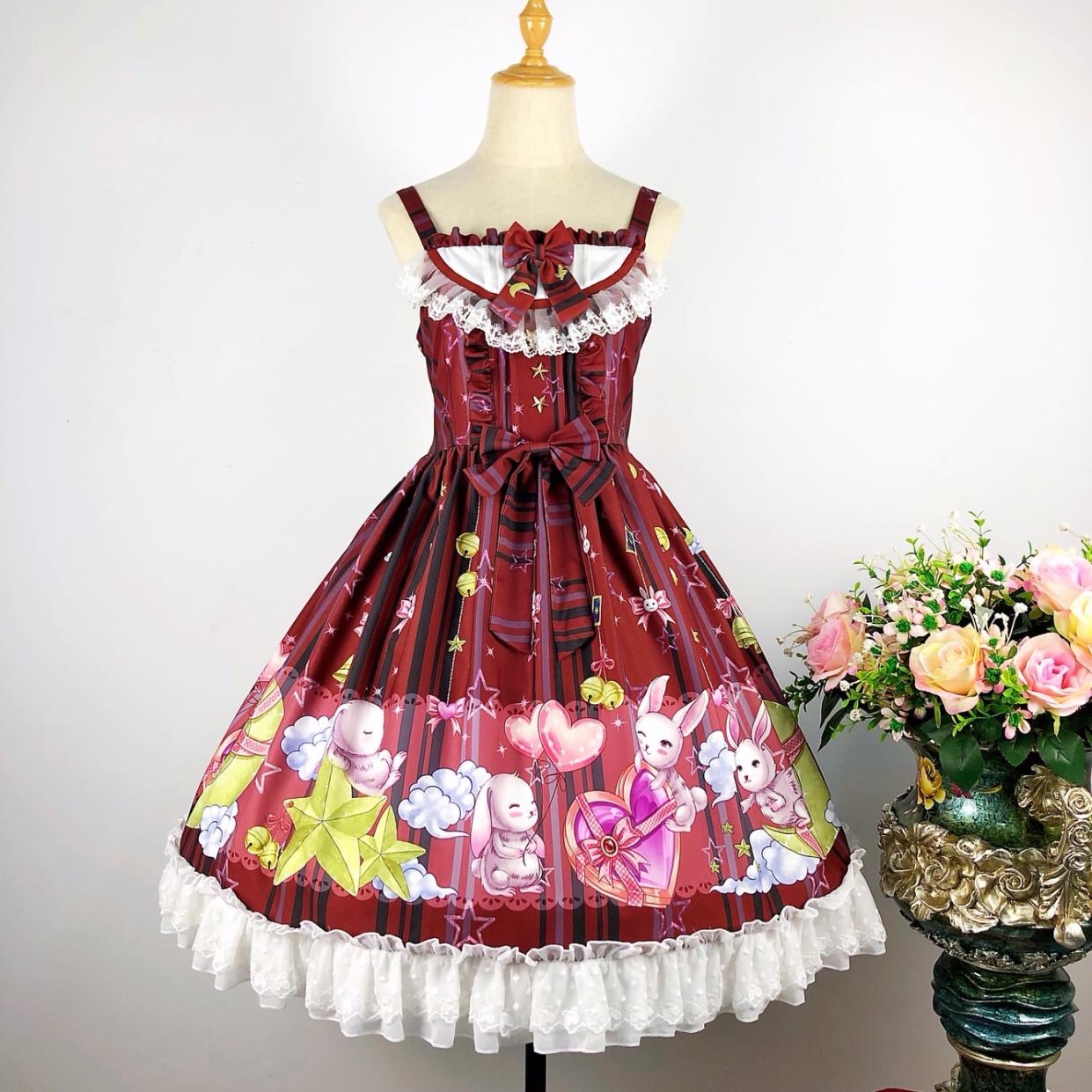 Claretoriginal lolita Dress Star Paradise jsk daily Printed chiffon camisole Dress Lolita goods in stock