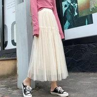 Длинная демисезонная однотонная приталенная юбка, 2020, плиссированная юбка, А-силуэт