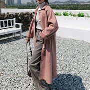 XEMYOU phiên bản Hàn Quốc của áo khoác cashmere hai mặt 2018 mùa đông mới phần dài quai áo len mỏng