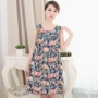 Mùa hè trung niên đồ ngủ phụ nữ cotton lụa mẹ nightdress mùa hè trung niên mỏng kích thước lớn nhân tạo cotton dress kiểu đầm đẹp