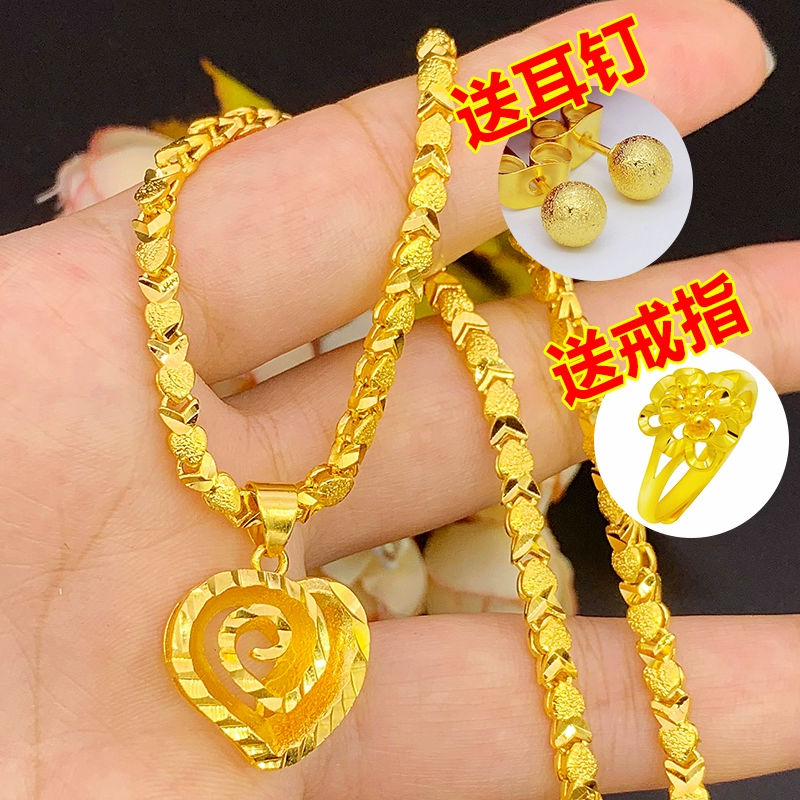 [Gửi nhẫn / hoa tai] Vòng cổ vàng cát Việt Nam Vàng giả 999 Lớn Mặt dây chuyền chính hãng 24K Trang sức - Nhẫn