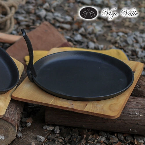 Испанский Viejovalle Outdoor Семейный обеденный магазин Коммерческий европейский ли чугунный стейк -поддон с высоким уровнем