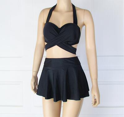 泳衣女分体裙式比基尼大胸钢托聚拢高腰遮肚显瘦大罩杯温泉游泳衣-淘宝网