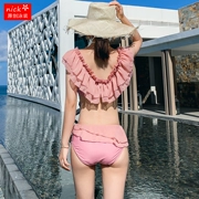 Bikini nữ chia hai mảnh set đồ gợi cảm ngực lớn màu hồng cổ tích fan Hàn Quốc kỳ nghỉ hè tắm nước nóng - Bikinis