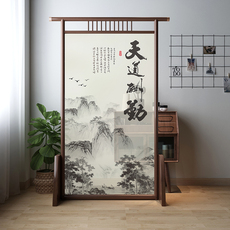 напольная ширма 定制新中式屏风隔断装饰字画花鸟客厅玄关进门遮挡风水实木座屏