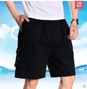 Quần short nam trung niên mùa hè Trung niên cao eo lỏng lẻo cắt quần dài cỡ lớn phần mỏng quần yếm