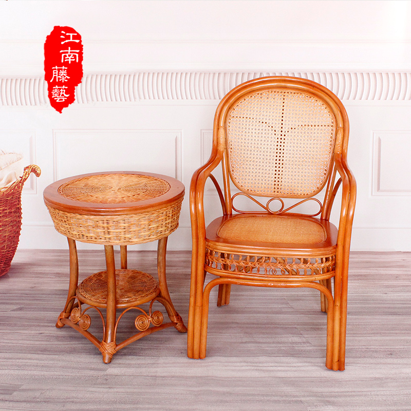 天然本物の籐の椅子、家庭用の昔ながらの籐の椅子、リビングルームのバルコニーのレジャーチェア、シングルアームチェア、高齢者の背もたれ椅子