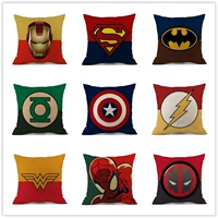 Batman Death Service Superman Spider-Man Polyester Hemp Gối Sofa Đệm Xe Đệm Cover American Captain Iron Man Bộ chăn gối văn phòng hình thú