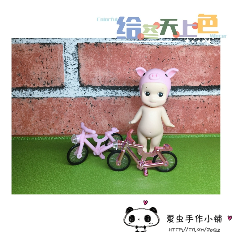 Phụ kiện ngoại vi Sonnyangel sa búp bê có sẵn đạo cụ ảnh xe đạp nhỏ màu hồng nhỏ - Búp bê / Phụ kiện