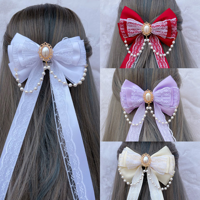 taobao agent Hair accessory with bow, children's hairgrip, Lolita style
