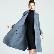 Áo chống nỉ 2019 mới 100% len hai mặt bằng vải nỉ nữ houndstooth áo len dài E1858 - Accentuated eo áo