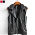 Phiên bản Hàn Quốc của ve áo không tay bằng da nam Harley Slim da vest rock cá tính vest đỏ kích thước nhỏ vest da PU - Dệt kim Vest áo len mỏng Dệt kim Vest