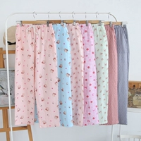 Mùa xuân, mùa hè và mùa thu mới đồ ngủ phụ nữ quần đan Nhật Bản bông nhà quần bông đôi gạc quần lỏng lẻo quần kaki nam đẹp