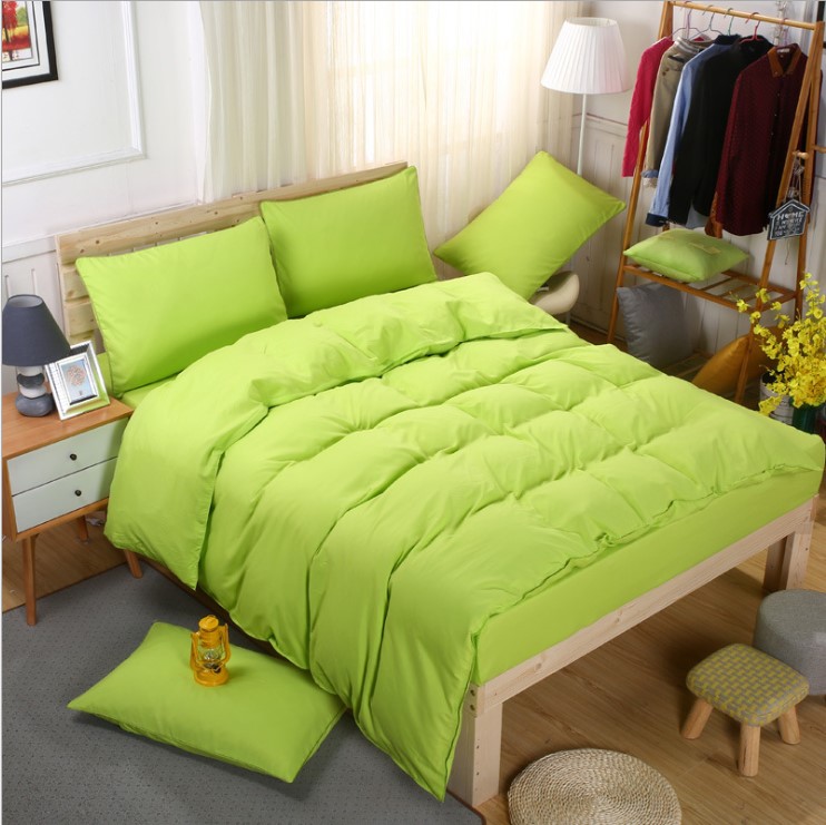 Light GreenCottonBedsheetssetquiltcoverpillowcasebedding4sets