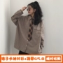 Đầu mùa thu mới Hàn Quốc phiên bản của ulzzang lỏng kẻ sọc dài tay áo sơ mi nữ áo sơ mi hoang dã (với cà vạt) áo sơ mi nữ